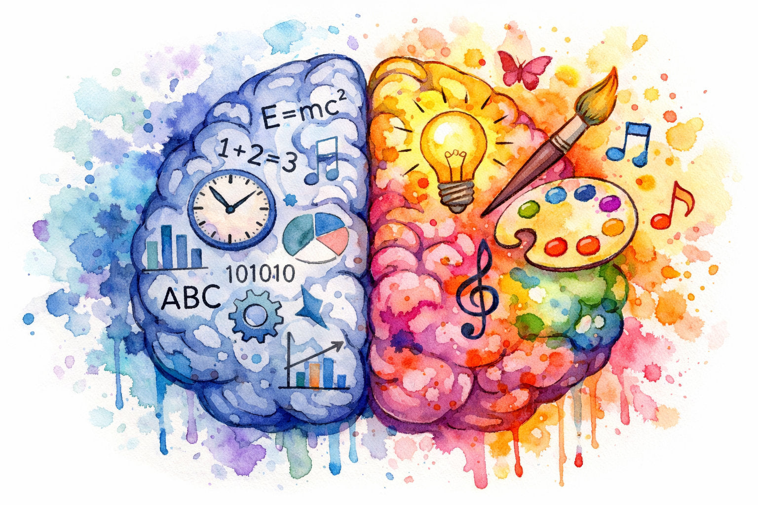 Exzellentes Teamwork für Geistesblitze - die linke und die rechte Gehirnhälfte.