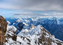Fine Art Print mit Blick von der Zugspitze auf die Alpen, mit dramatischen Wolken